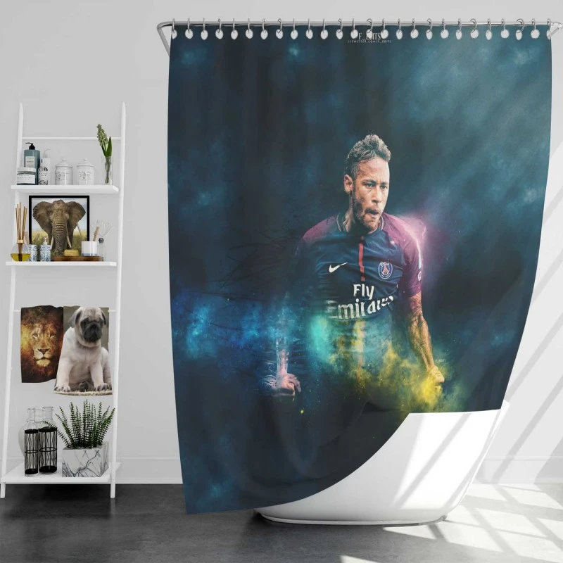 Neymar Active PSG Football Player Shower Curtain