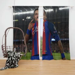 Neymar Barcelona Sports Player Window Curtain