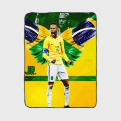 Neymar Brazil Footballer Fleece Blanket 1