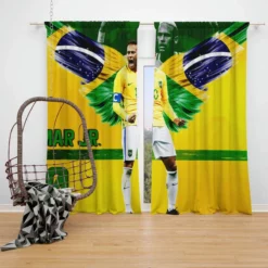 Neymar Brazil Footballer Window Curtain