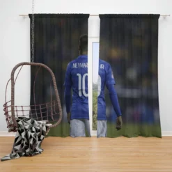 Neymar Capable Soccer Player Window Curtain