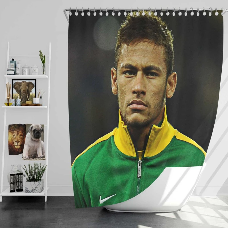 Neymar Competitive Football Player Shower Curtain