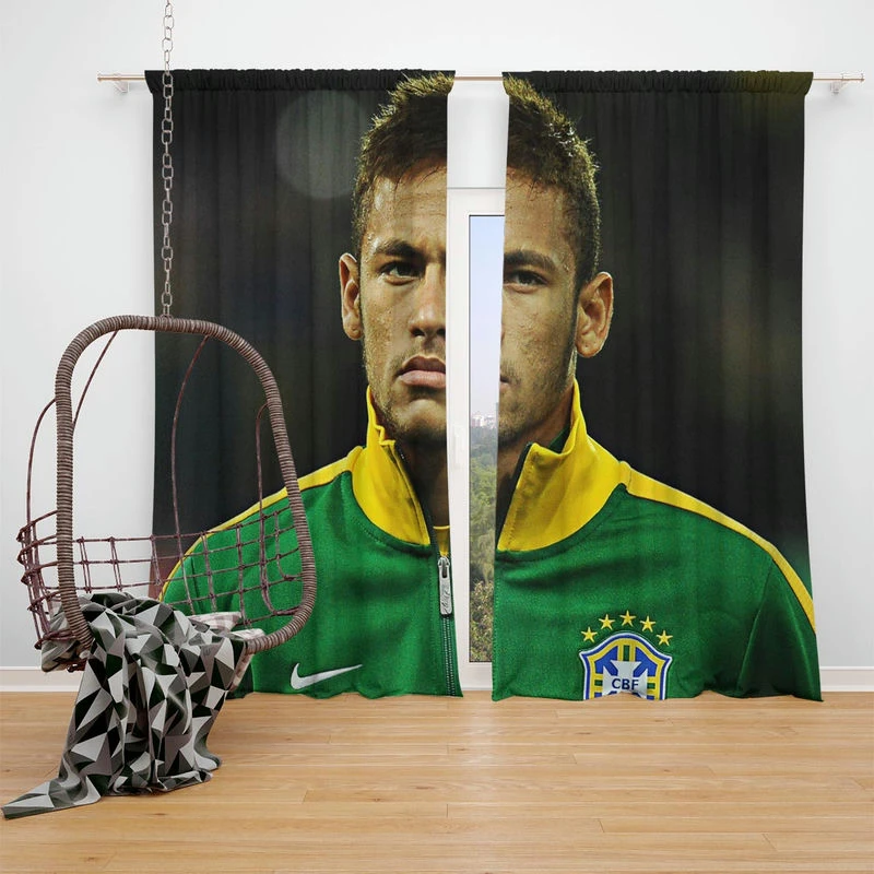 Neymar Competitive Football Player Window Curtain