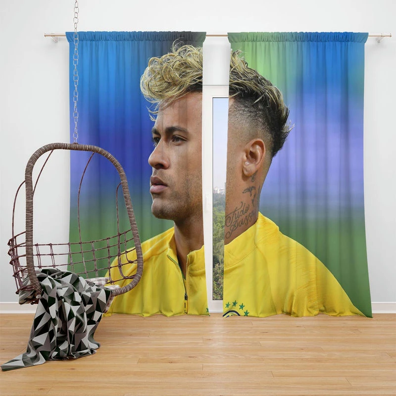 Neymar Dependable Brazil sports Player Window Curtain