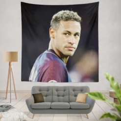 Neymar Enthusiastic PSG Sports Player Tapestry
