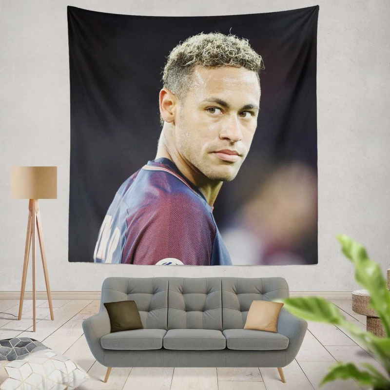 Neymar Enthusiastic PSG Sports Player Tapestry