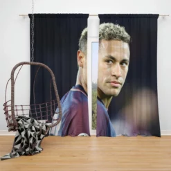 Neymar Enthusiastic PSG Sports Player Window Curtain