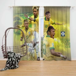 Neymar FIFA Confederations Cup Sports Player Window Curtain