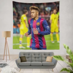 Neymar Fast Barca Football Player Tapestry