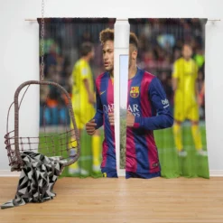 Neymar Fast Barca Football Player Window Curtain