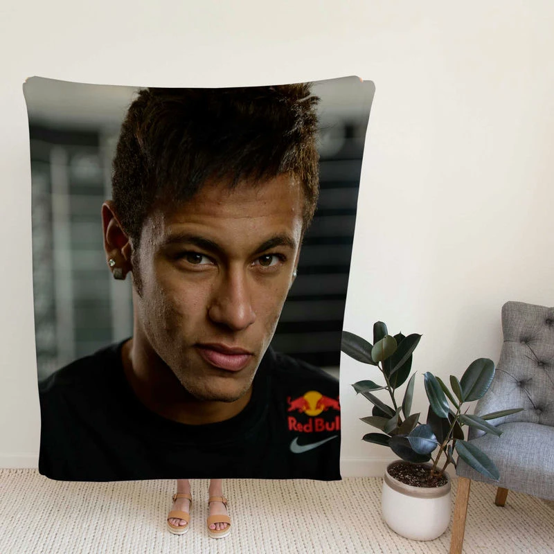 Neymar Focused Football Player Fleece Blanket