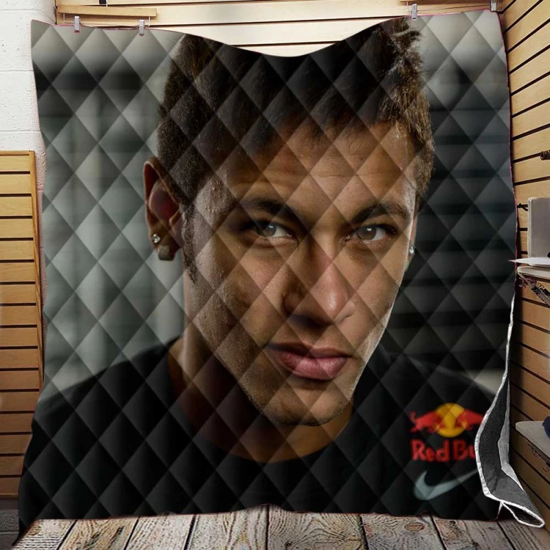 Neymar Focused Football Player Quilt Blanket