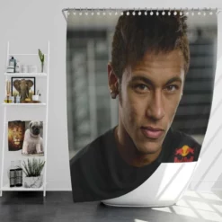 Neymar Focused Football Player Shower Curtain