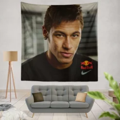 Neymar Focused Football Player Tapestry