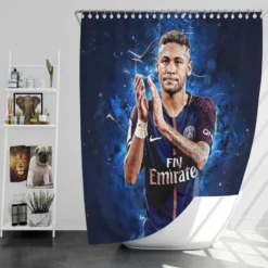 Neymar French League Cup Sports Player Shower Curtain