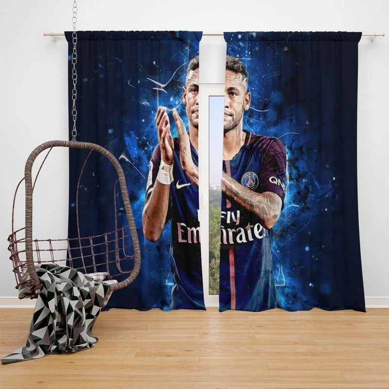 Neymar French League Cup Sports Player Window Curtain