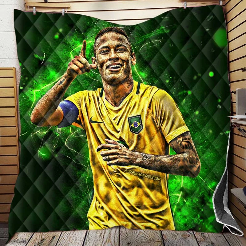 Neymar Gracious Brazil Footballer Player Quilt Blanket