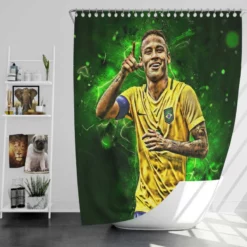 Neymar Gracious Brazil Footballer Player Shower Curtain