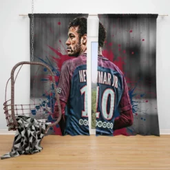 Neymar Healthy PSG Sports Player Window Curtain