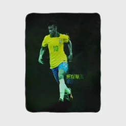 Neymar Jr Athletic Brazil Soccer Player Fleece Blanket 1