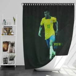 Neymar Jr Athletic Brazil Soccer Player Shower Curtain