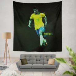 Neymar Jr Athletic Brazil Soccer Player Tapestry