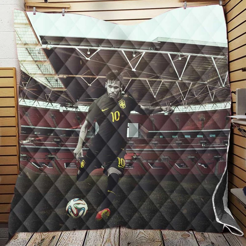 Neymar Jr Clever Brazil Soccer Player Quilt Blanket