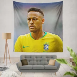 Neymar Jr Committed Brazil Sports Player Tapestry