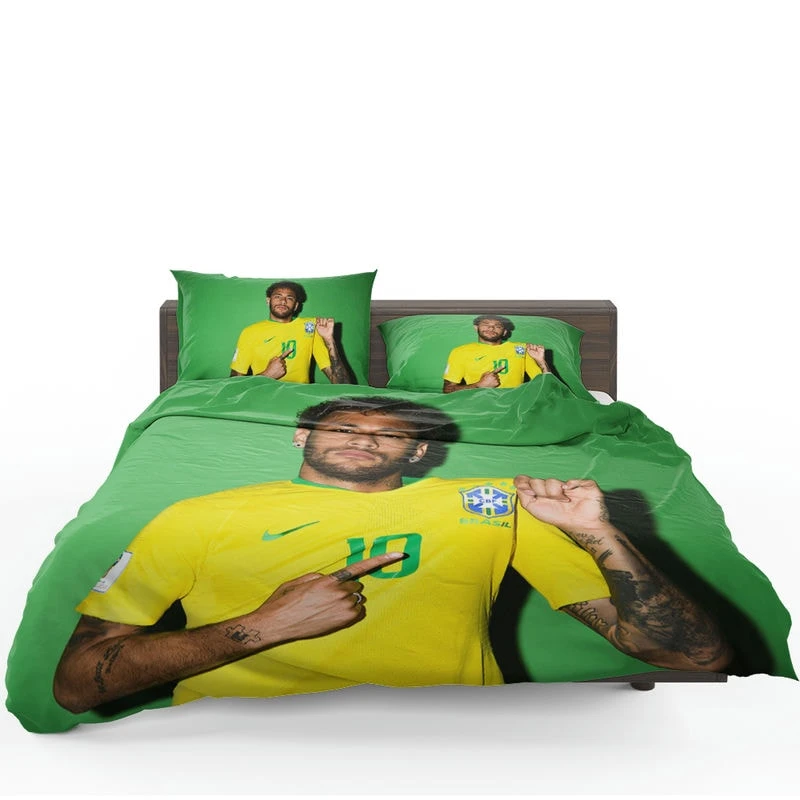 Neymar Jr Encouraging Brazil Football Player Bedding Set