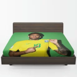 Neymar Jr Encouraging Brazil Football Player Fitted Sheet 1