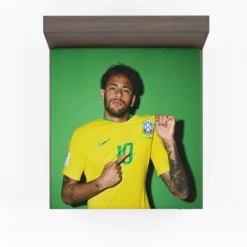 Neymar Jr Encouraging Brazil Football Player Fitted Sheet