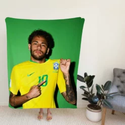 Neymar Jr Encouraging Brazil Football Player Fleece Blanket