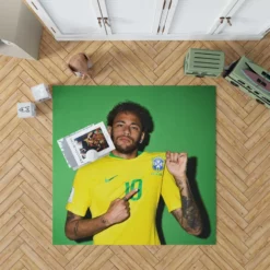 Neymar Jr Encouraging Brazil Football Player Rug