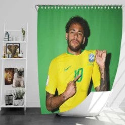 Neymar Jr Encouraging Brazil Football Player Shower Curtain