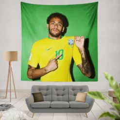 Neymar Jr Encouraging Brazil Football Player Tapestry