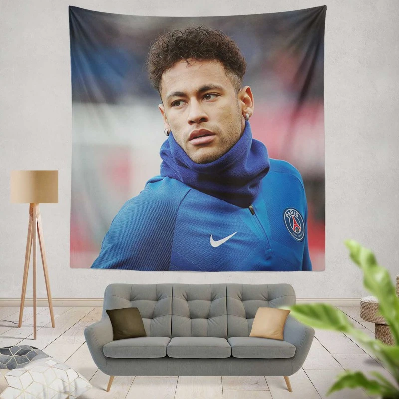 Neymar Jr Fastidious PSG Soccer Player Tapestry