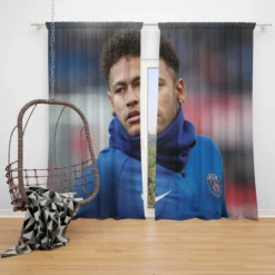 Neymar Jr Fastidious PSG Soccer Player Window Curtain