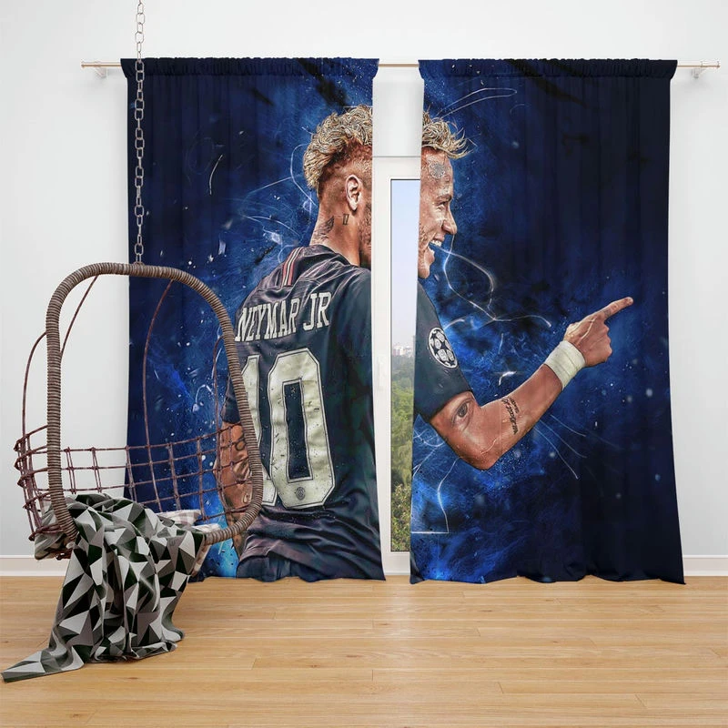 Neymar Jr French Cup Soccer Player Window Curtain