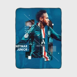 Neymar Jr PSG Soccer Player Fleece Blanket 1