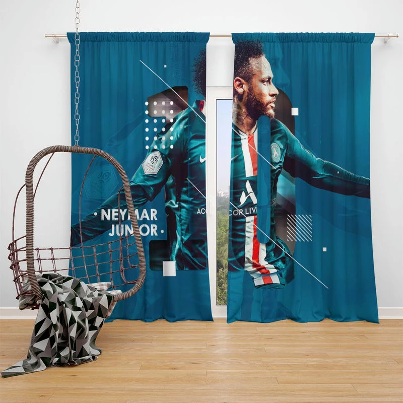 Neymar Jr PSG Soccer Player Window Curtain