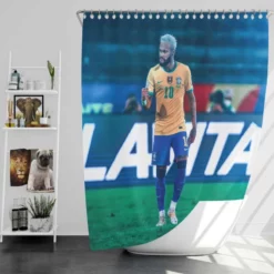 Neymar Jr Rapid Brazil Football Player Shower Curtain