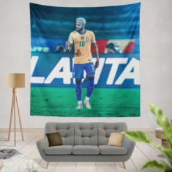 Neymar Jr Rapid Brazil Football Player Tapestry