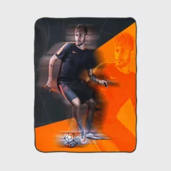 Neymar Jr Spirited Soccer Player Fleece Blanket 1