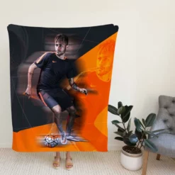 Neymar Jr Spirited Soccer Player Fleece Blanket