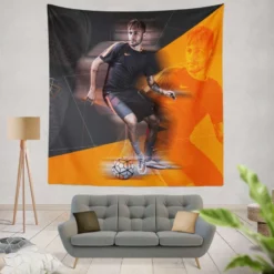 Neymar Jr Spirited Soccer Player Tapestry