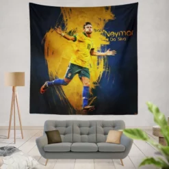 Neymar Sharp Football Player Tapestry