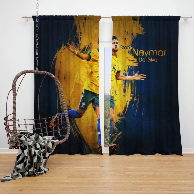 Neymar Sharp Football Player Window Curtain