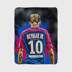 Neymar UEFA Cup Winners Cup Soccer Player Fleece Blanket 1