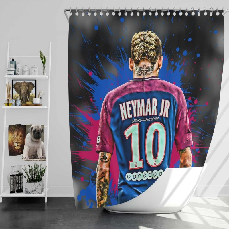 Neymar UEFA Cup Winners Cup Soccer Player Shower Curtain