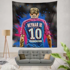 Neymar UEFA Cup Winners Cup Soccer Player Tapestry